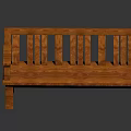 Wooden Three Seater Sofa With Armrests And Slatted Back Design 3d model