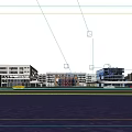 Modern School Building Campus With Waterfront Greenery Entrance And Sunset Sky View