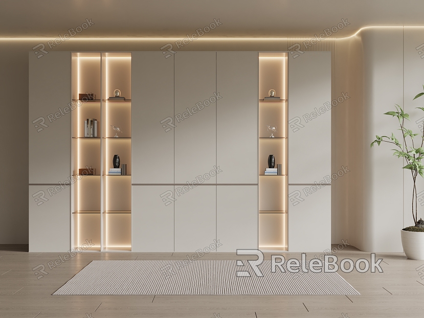 Modern Wardrobe Cream Wardrobe Bookcase model