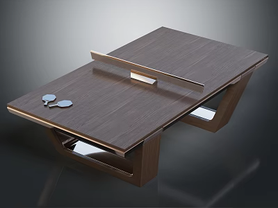 Modern Ping Pong Table With Wooden Tabletop Metal Net And Paddles 3d model