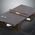 Modern Ping Pong Table With Wooden Tabletop Metal Net And Paddles