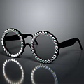 Sparkling Jewelry Embellished Glasses With Black Frame And Round Crystals In Circular Arrangement