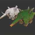 Green And White Fantasy Creature Figurines With Leafy Cover Horns And Long Trunks