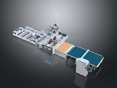 Industrial Automated Production Line Equipment with Conveyor Belts Robotic Arm and Worktables for Manufacturing 3d model