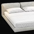 Modern Minimalist Double Bed With Upholstered Light Frame White Mattress And Soft Pillows