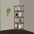 Modern Wooden Storage Shelf Unit With Multi layer White Compartments And Decorative Items 3d model