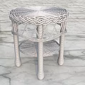 Woven Coffee Table With Two Tier Design And Braided Legs On Marble Floor