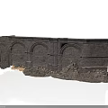 Modern Ruined Stone Wall Model With Arched Design And Scattered Debris 3d model