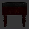 Stylish Sofa Stool With Gray Button Tufted Padded Seat And Red Wooden Legs