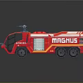Red MAGNUS Fire Truck With Discover Label And Roof Equipment Exterior Design