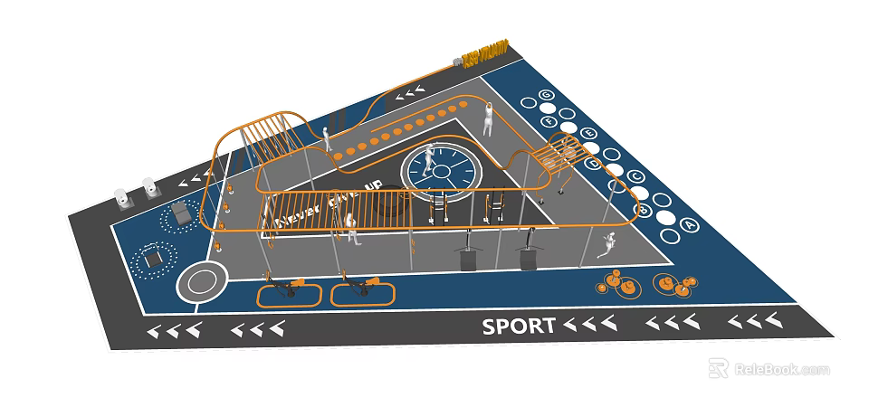 Outdoor Sports Equipment Design Layout With Track Climbing Frames And Fitness Facilities 3d model 