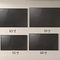 Different Size Televisions 55 60 65 and 70 Inch Models on Wall