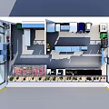 Bird's Eye View Of Modern Retail Store Interior With Display Shelves And Counter Layout Design