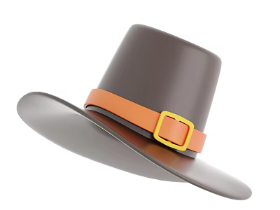 Brown High Crown Hat With Orange Band And Gold Square Buckle 3d model