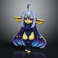 3D Fantasy Creature Character With Blue Long Hair Large Yellow Ears And Purple Eyes