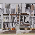 Stylish Clothes Store Display With Hanging Racks Bags Shoes And Accessories