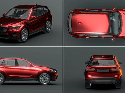 Red BMW SUV Exterior Displayed From Front Side Top Rear Angles 3d model