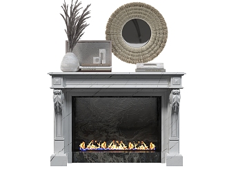 Middle ancient style fireplace 3d model