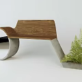 Modern Garden Decor With Wooden Bench Fern Plant Concrete Planter And Metal Legs