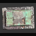 Vintage Green Rusty Equipment Box With 777 Marking On Brick Base