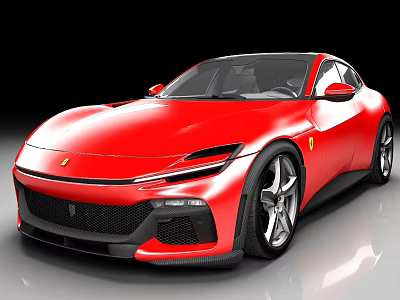 Red Ferrari Sports Car With Modern Sleek Body And Alloy Wheels 3d model