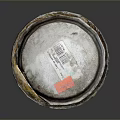 Household Paint Can With Stained Exterior Green Label And Used Condition