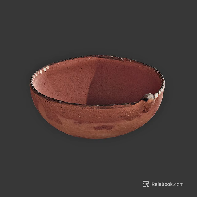 Handcrafted Terracotta Ceramic Tableware Set With Decorative Rim For Dining Use 3d model 