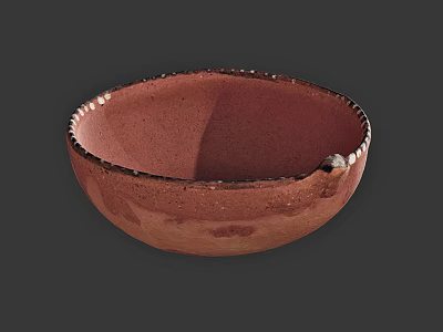 Handcrafted Terracotta Ceramic Tableware Set With Decorative Rim For Dining Use 3d model