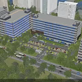 Modern Industrial Factory Exterior Design With Multi storey Structure Glass Windows Greenery And Pedestrians