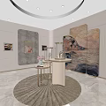 Elegant Jewelry Store Interior With Glass Display Cases Warm Lighting Marble Counters And Art Decor