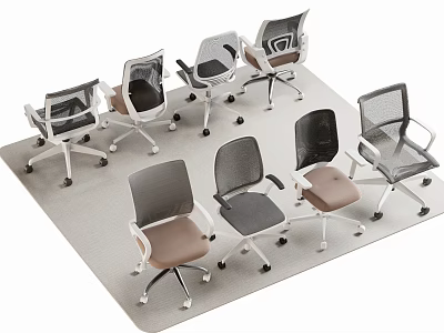 Modern Office Chairs With Mesh Back Armrests Swivel Wheels And Multiple Colors 3d model