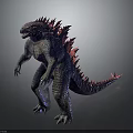 Giant Monster Character Featuring Red Spines And Gray Skin Standing Posture 3d model