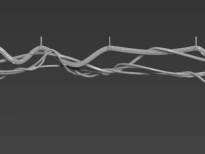 Abstract Silver Metallic Line Structure With Curved Interconnected Design On Grey Background 3d model