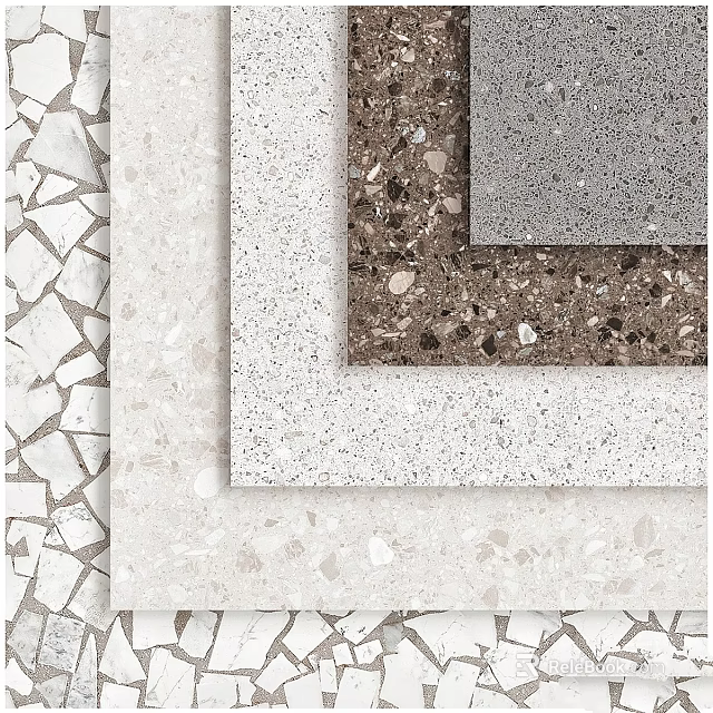 Diverse Textured Decorative Components For Interior Design With Mosaic And Terrazzo Surfaces 3d model