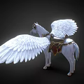 White Winged Horse Mythical Creature With Decorative Saddle And Elegant Wings 3d model