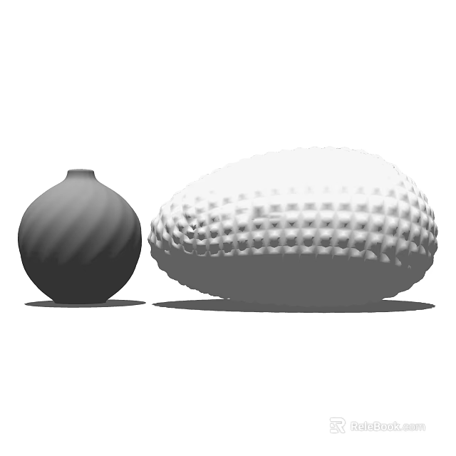Black Spiral And White Dotted Vases With Fresh Flowers For Home Decoration 3d model 