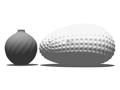 Black Spiral And White Dotted Vases With Fresh Flowers For Home Decoration 3d model