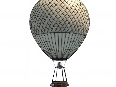 Light Colored Industrial Hot Air Balloon With Diamond Pattern Envelope Hanging Basket And Support Structure 3d model