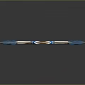 Ornate Weapon With Blue Wave Decorations Golden Frame Symmetric Wing Like Structure And Reflection