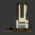 Electric Food Processor with White and Brown Design Control Panel and Wooden Tray Base