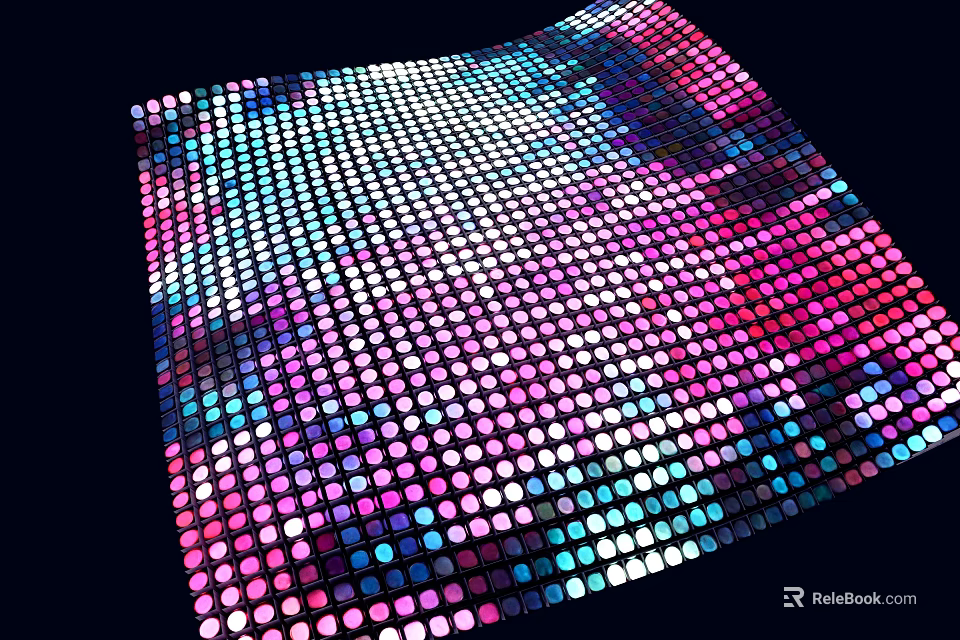 Vibrant Stage Featuring Colorful Dots Lighting Effect On Black Background 3d model 