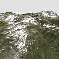 Scenic Garden Landscape With Snowy Peaks And Lush Green Mountain Slopes