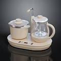White Multifunctional Electric Cooking Device With Two Containers Transparent Kettle And Control Base 3d model