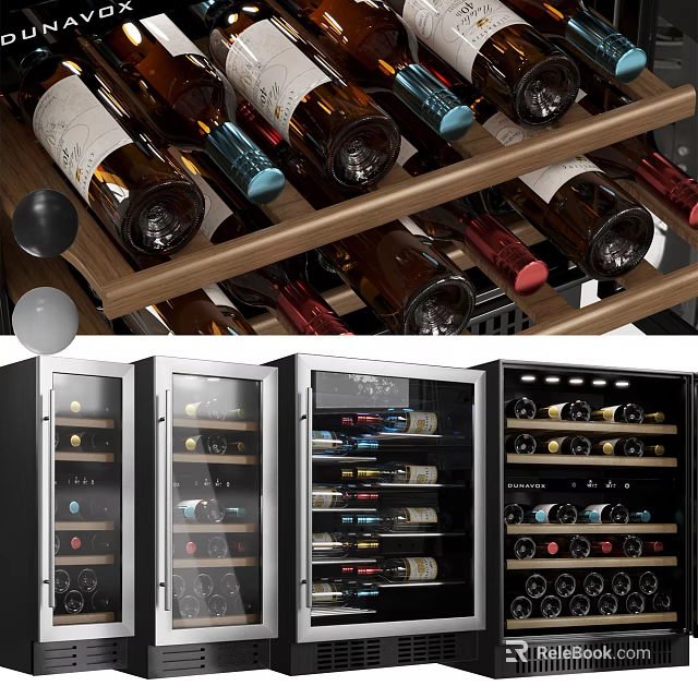 Modern Wine Cabinet With Glass Doors And Layered Shelves For Wine Bottles 3d model 