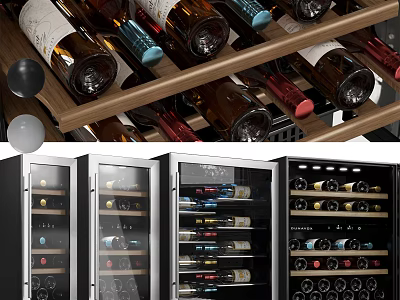 Modern Wine Cabinet With Glass Doors And Layered Shelves For Wine Bottles 3d model