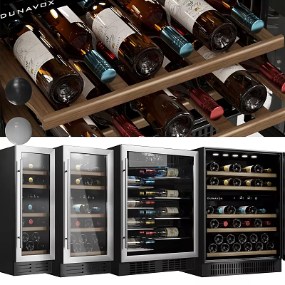 Modern Wine Cabinet With Glass Doors And Layered Shelves For Wine Bottles 3d model