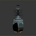 Modern Warship with Light Blue Hull Brown Bottom Detailed Upper Structure and Radar Systems