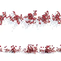 Red Hanging and Clustered Flowers and Plants on White Background with Shadows
