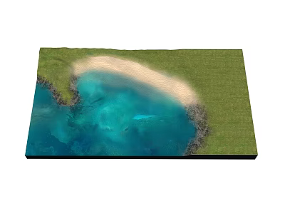 Scenic Coastal Landscape With Green Grass Sandy Beach And Clear Blue Water 3d model
