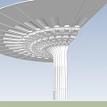 Architectural Design Of Modern Circular Multi Layer Structure With Supporting Columns 3d model